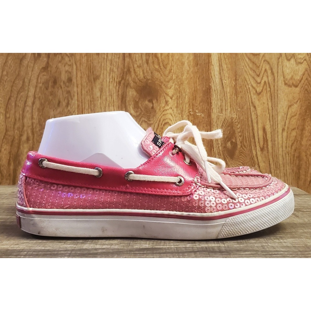Sperry Top Sider Pink Sequin Bahama Boat Shoes Women's‎ Size 7.5